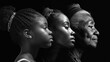 Side profile of three generations of African American women