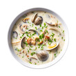 Bowl of clam chowder soup isolated on transparent or white background, png