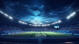 Fototapeta Sport - Football stadium at night with light.