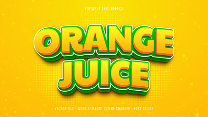 Wall Mural - Orange juice theme 3d editable text effect
