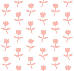 Wall Mural - Vector seamless pattern of hand drawn doodle flat tulip flower silhouette isolated on white background