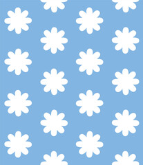 Poster - Vector seamless pattern of flat hand drawn flower silhouette isolated on blue background