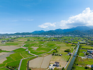 Wall Mural - Drone fly over Yilan countryside in Taiwan