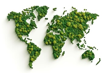 world map green grass surface isolated on a white background. generative ai