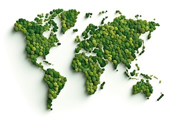 world map green grass surface isolated on a white background. generative ai