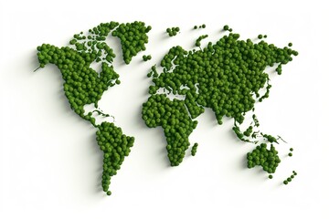 world map green grass surface isolated on a white background. generative ai