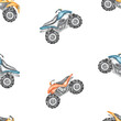 Watercolor seamless pattern with quad bike, multidirectional, children's print