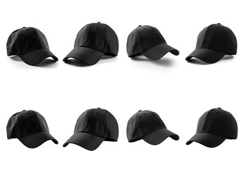 Wall Mural - Black baseball cap mock up. Black baseball cap for design mock up isolated on white background. 