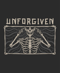 Wall Mural - Unforgiven skeleton hand drawn illustration vector design