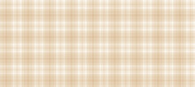 Light Brown Gingham Seamless Pattern. Beige And White Vichy Background Texture. Checkered Tweed Plaid Repeating Wallpaper. Natural Nude Tartan Fabric And Textile Swatch Design. Vector Backdrop
