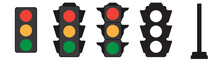 Traffic Light Red Yellow, Green Icon Street Sign