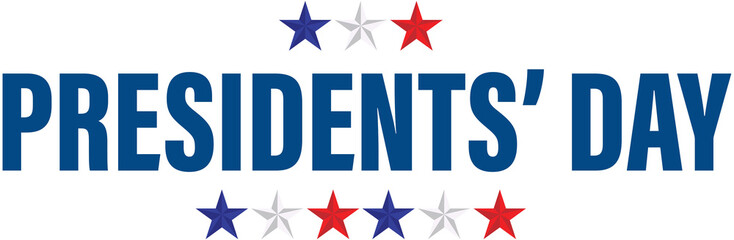Fototapete - Digital png illustration of stars and president's day text on transparent background