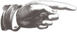 Detailed vintage engraving pointer hand. Symbols. Quaint graphic. 