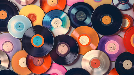 Colorful pastel vinyl disc music 