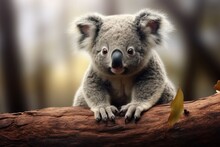 Koala On Tree In Wild Nature. Generative Ai