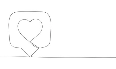 Wall Mural - One line continuous heart like symbol. Line art like sign banner concept. Hand drawn, outline vector illustration.