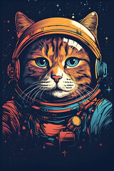 cat astronaut in space