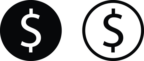 Poster - dollar icon set in two styles . usd currency symbol. money icon
