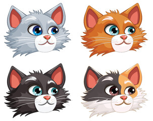 Sticker - Set of cute cat cartoon