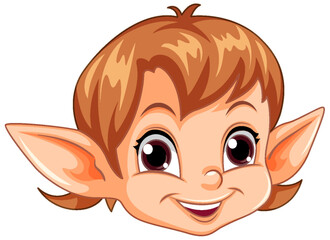 Wall Mural - Cute Elf Head Cartoon Character