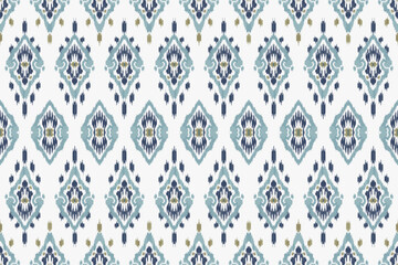 Ikat tribal Indian seamless pattern. Ethnic Aztec fabric carpet mandala ornament native boho chevron textile.Geometric African American oriental traditional vector illustrations. Embroidery style.