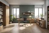 Fototapeta Perspektywa 3d - modern interior design Generated Ai