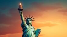 The Statue Of Liberty In Cartoon Style Illustration