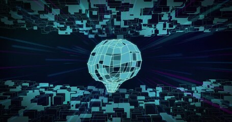 Poster - Animation of human brain, connections and blue neon light trails