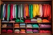 organized wardrobe with color-coded garments