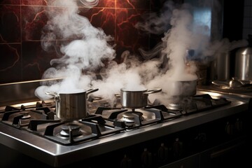 Sticker - steam rising from a clean, hot stovetop