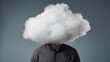 © TensorSpark - A conceptual image illustrating depression, featuring a human torso with the head obscured in a fluffy, white cloud. The feeling of being lost, isolated, or disconnected. Generative AI