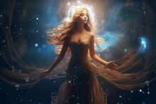 Enchanting Virgo Zodiac Sign Illuminated By Celestial Light In A Mystical Space