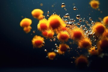 Wall Mural - pollen grains floating on water surface