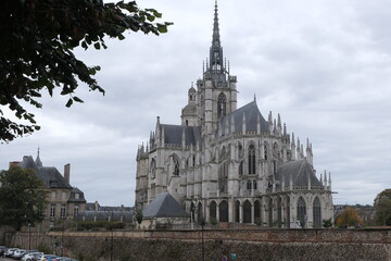 View of the gothic cathedral of Notre Dame d'Evreux.