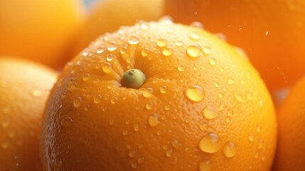 Wall Mural - oranges with water drops close-up. Generative Ai.