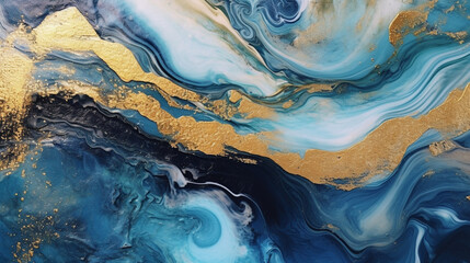 Canvas Print - beautiful texture of a snow-colored marble wall with golden veins in the form of a wave. Generative Ai.