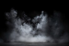 Product Showcase. Classic Charm On Black Background. Abstract White Smoke Texture On  Vintage Backdrop