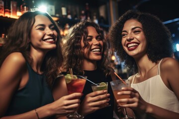 Wall Mural - cropped shot of a group of friends having cocktails while out at a nightclub