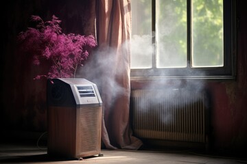 Wall Mural - air purifier working near a dusty window sill