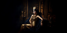 Cleopatra Egyptian Queen In Royal Palace. AI Generative.