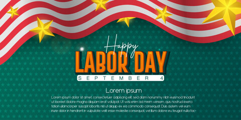 Wall Mural - Celebrate Labor Day on September 4th with this 3D text design. Creative horizontal posters and banners for festival vector illustration.