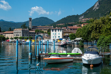 Wall Mural - lake iseo villages on the shores of lake lovere iseo and monte isola