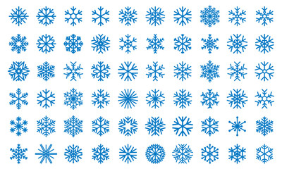 Wall Mural - Snowflake icons set. 60 vector snowflake symbols collection