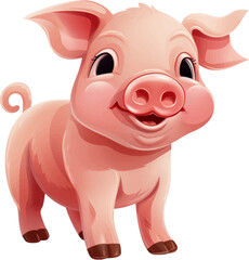 Wall Mural - cartoon pig on white background