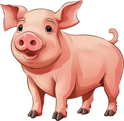 Wall Mural - cartoon pig on white background