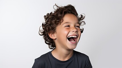 Using technology for headshot portrait photography of a smiling adult against a white backdrop