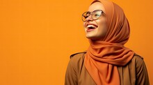 Smiling Arab Woman With Orange Backdrop