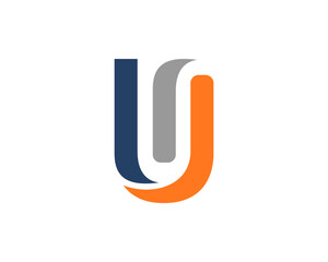 U Letter in three curve vector logo