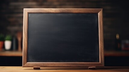 Fototapete - Dirty black chalkboard on desk in classroom