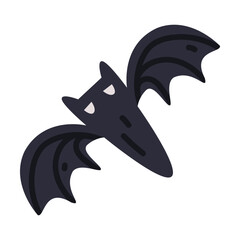 Sticker - Black Flying Bat as Halloween Trick or Treat Night Party Element Vector Illustration